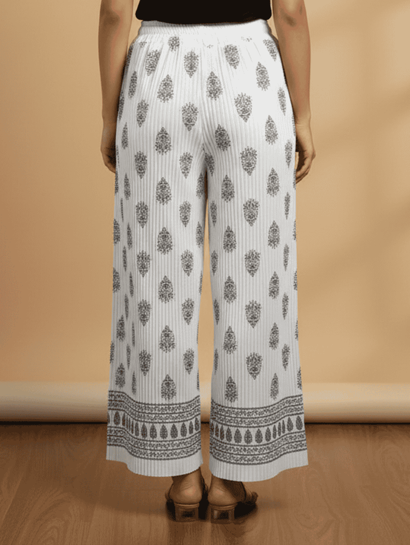 women printed mid rise straight palazzo - 22608440 -  Standard Image - 3