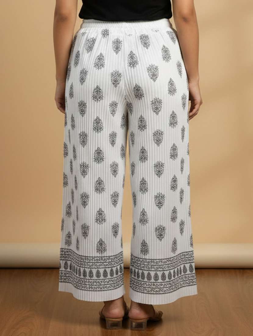 women pack of 2 printed mid rise straight palazzo - 22608446 -  Standard Image - 3