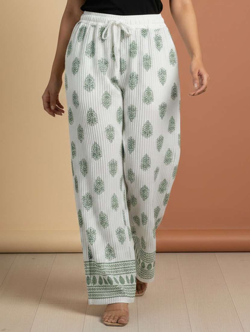 women pack of 2 printed mid rise straight palazzo - 22608448 -  Standard Image - 3