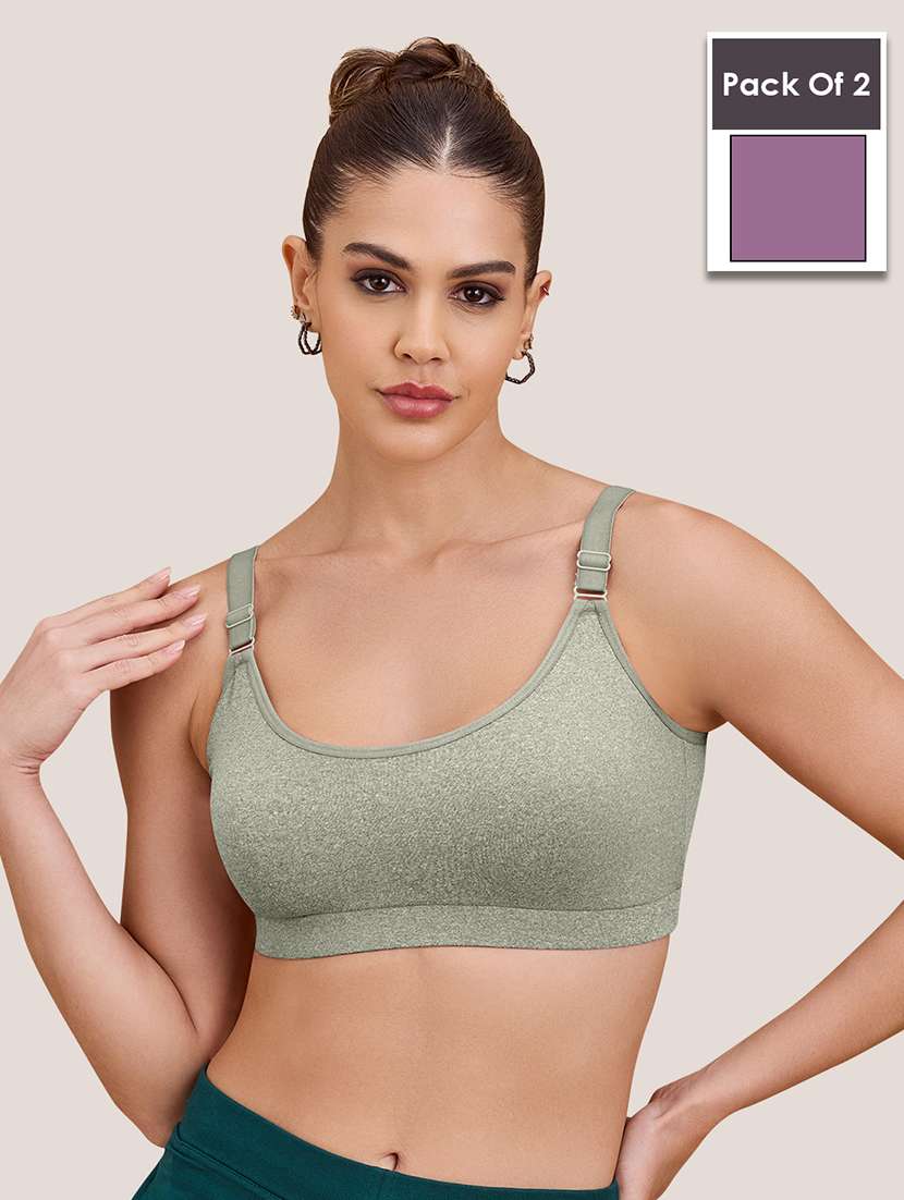 women pack of 2 solid full coverage sports bra
