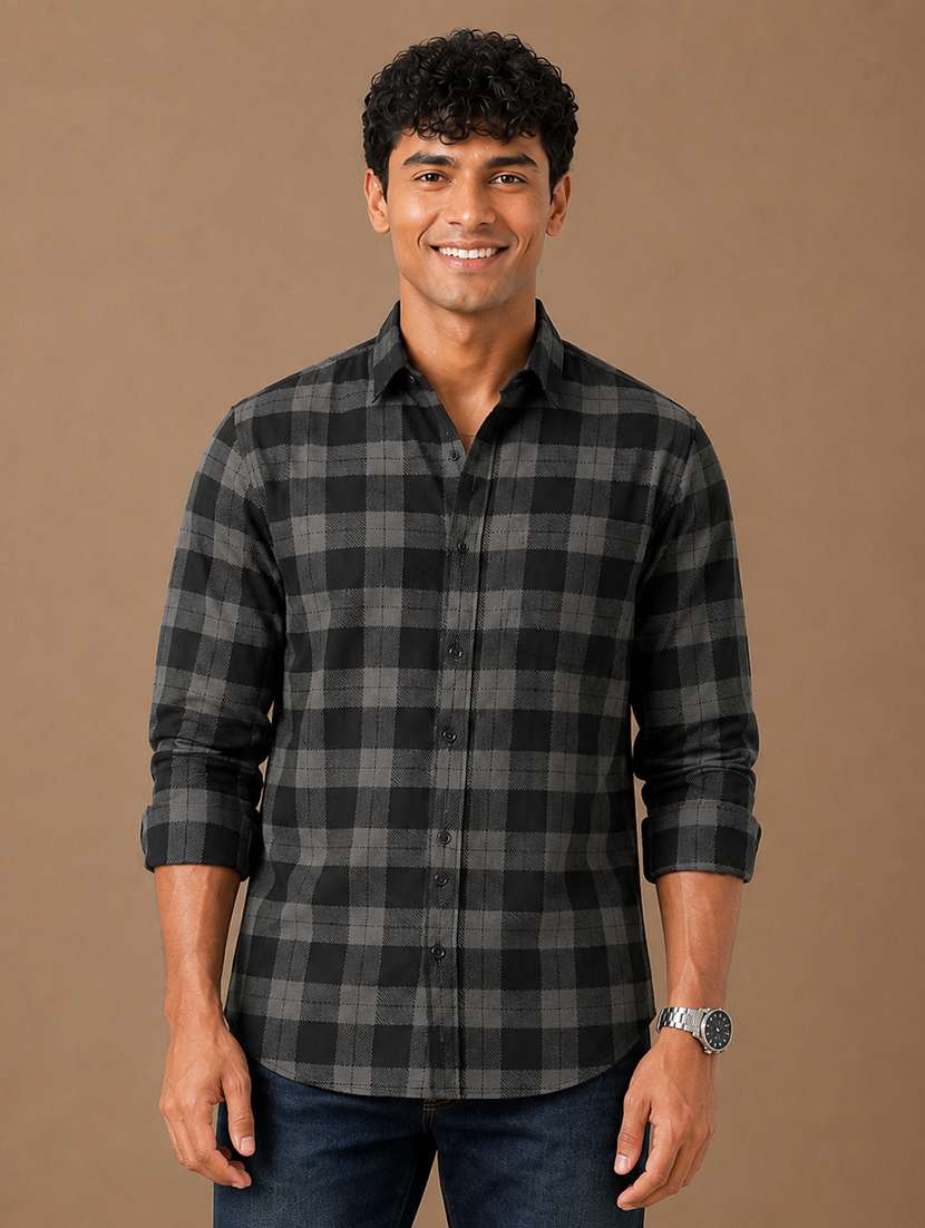 men printed long sleeves regular fit shirt