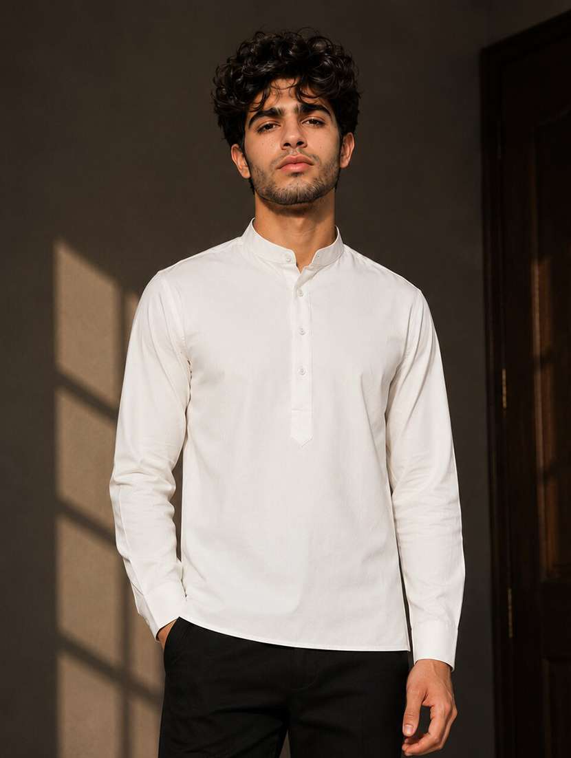men solid long sleeves regular fit shirt