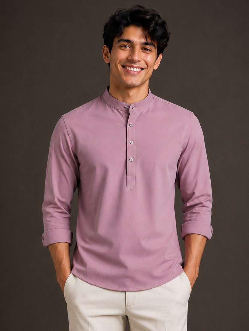 men solid long sleeves regular fit shirt