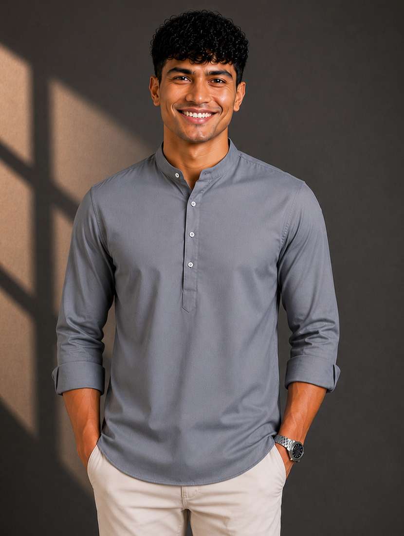 men solid long sleeves regular fit shirt