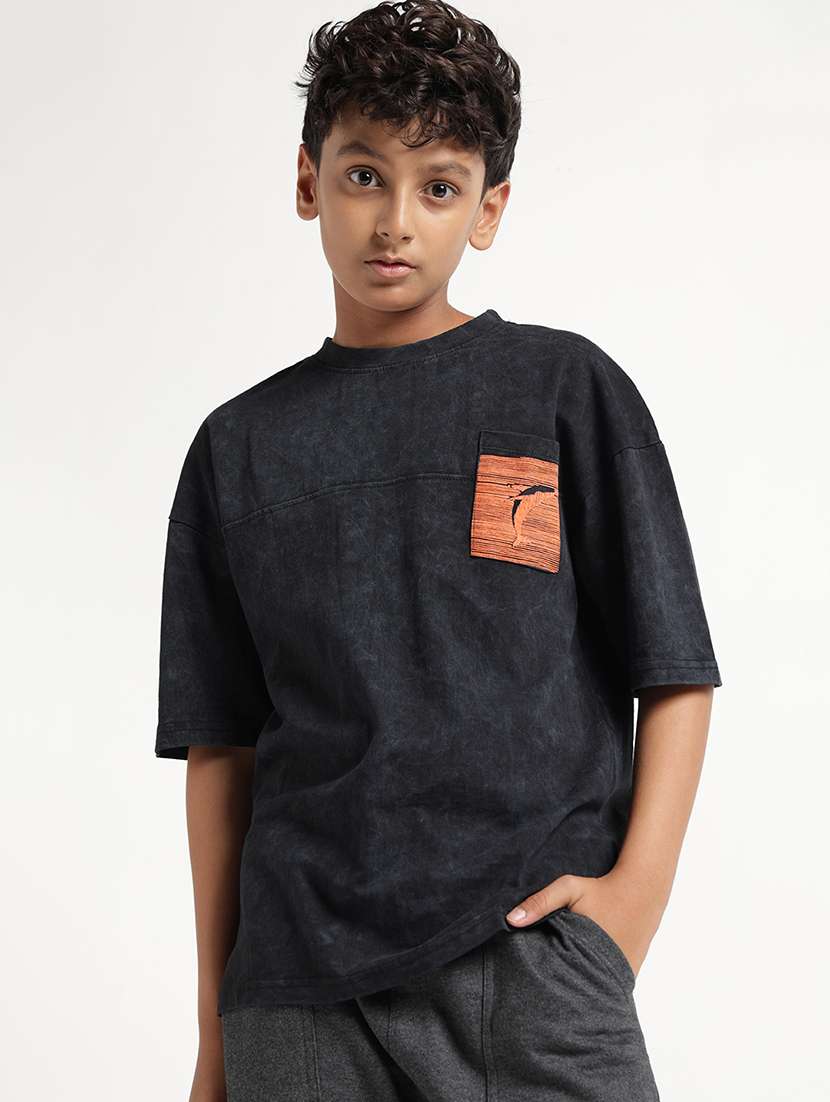 boys solid short sleeves regular fit t-shirt