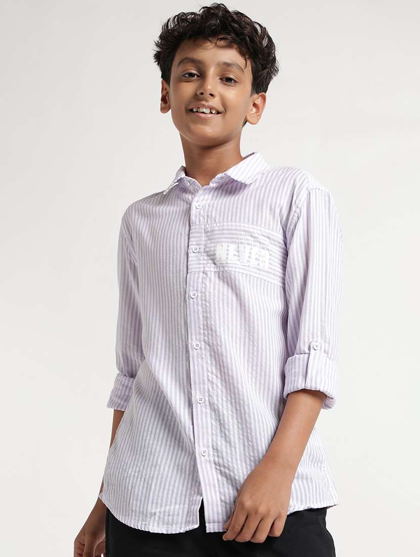 boys striped long sleeves regular fit shirt