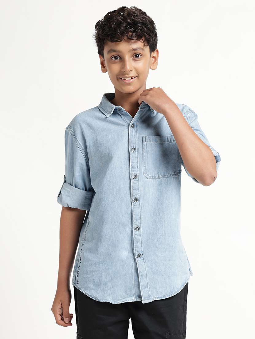 boys solid long sleeves regular fit shirt