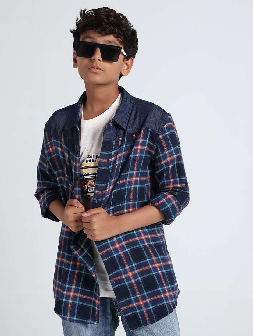 boys printed long sleeves regular fit shirt