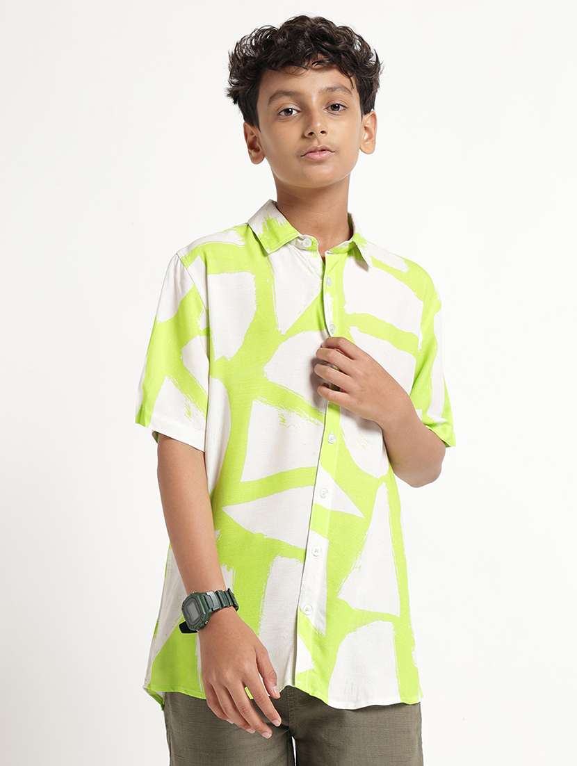 boys printed shirt sleeves regular fit shirt