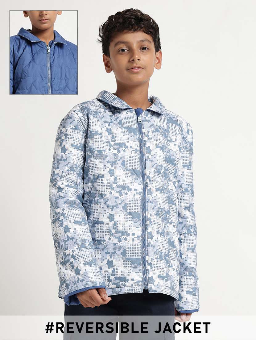 boys printed long sleeves reversible jacket