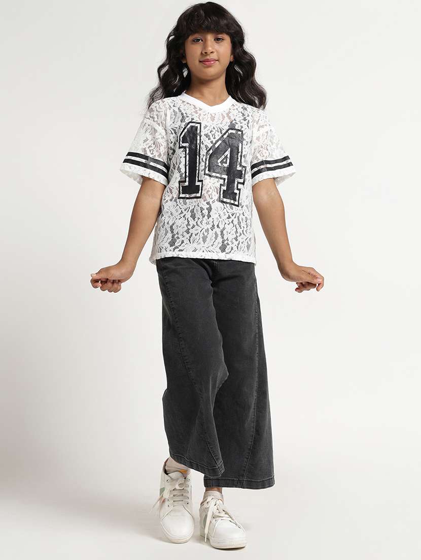girls self design short sleeves regular fit top - 22608754 -  Standard Image - 5