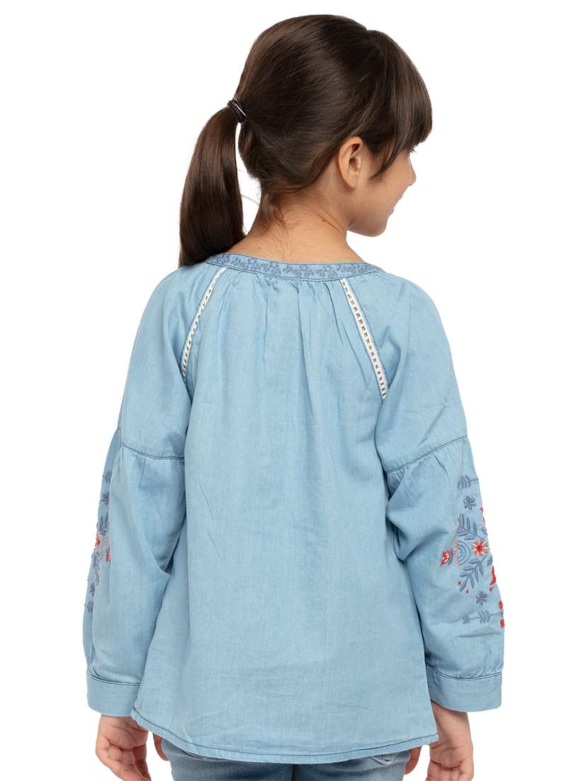 girls embroidered long sleeves regular fit top - 22608759 -  Standard Image - 3