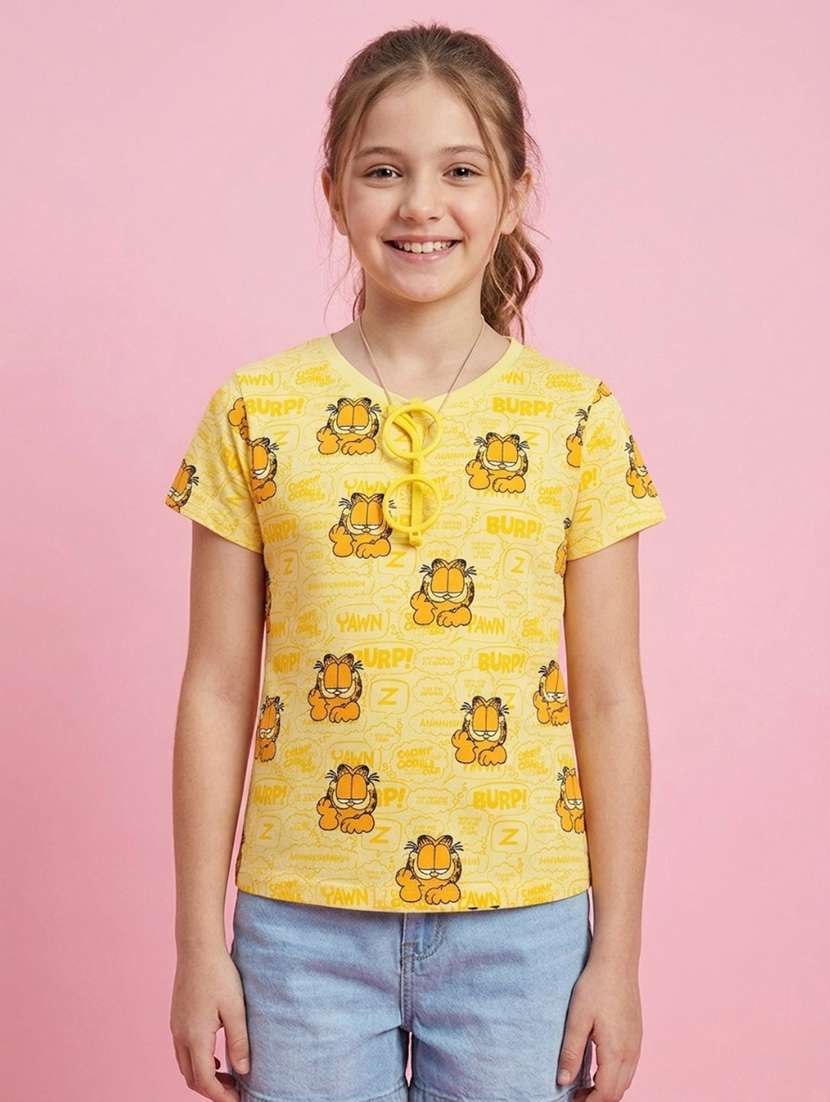 girls printed short sleeves regular fit t-shirt