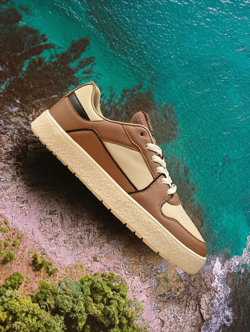 men colourblocked lace up sneaker