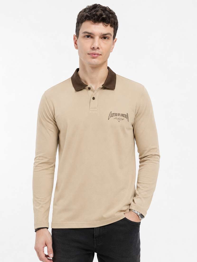men printed long sleeves polo t-shirt