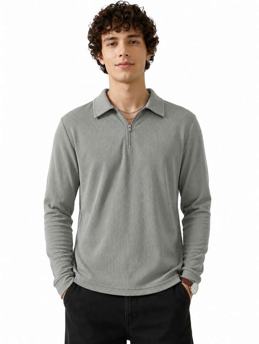 men self design long sleeves polo t-shirt