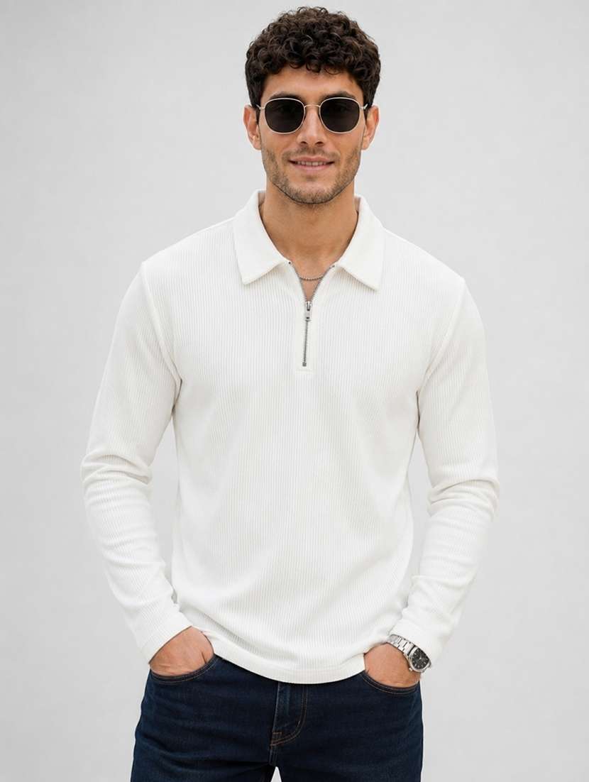men self design long sleeves polo t-shirt