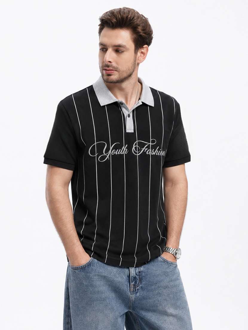 men printed short sleeves polo t-shirt