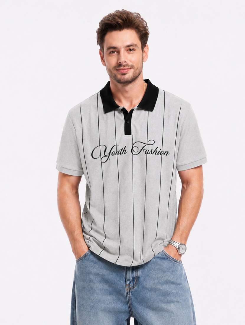 men printed short sleeves polo t-shirt