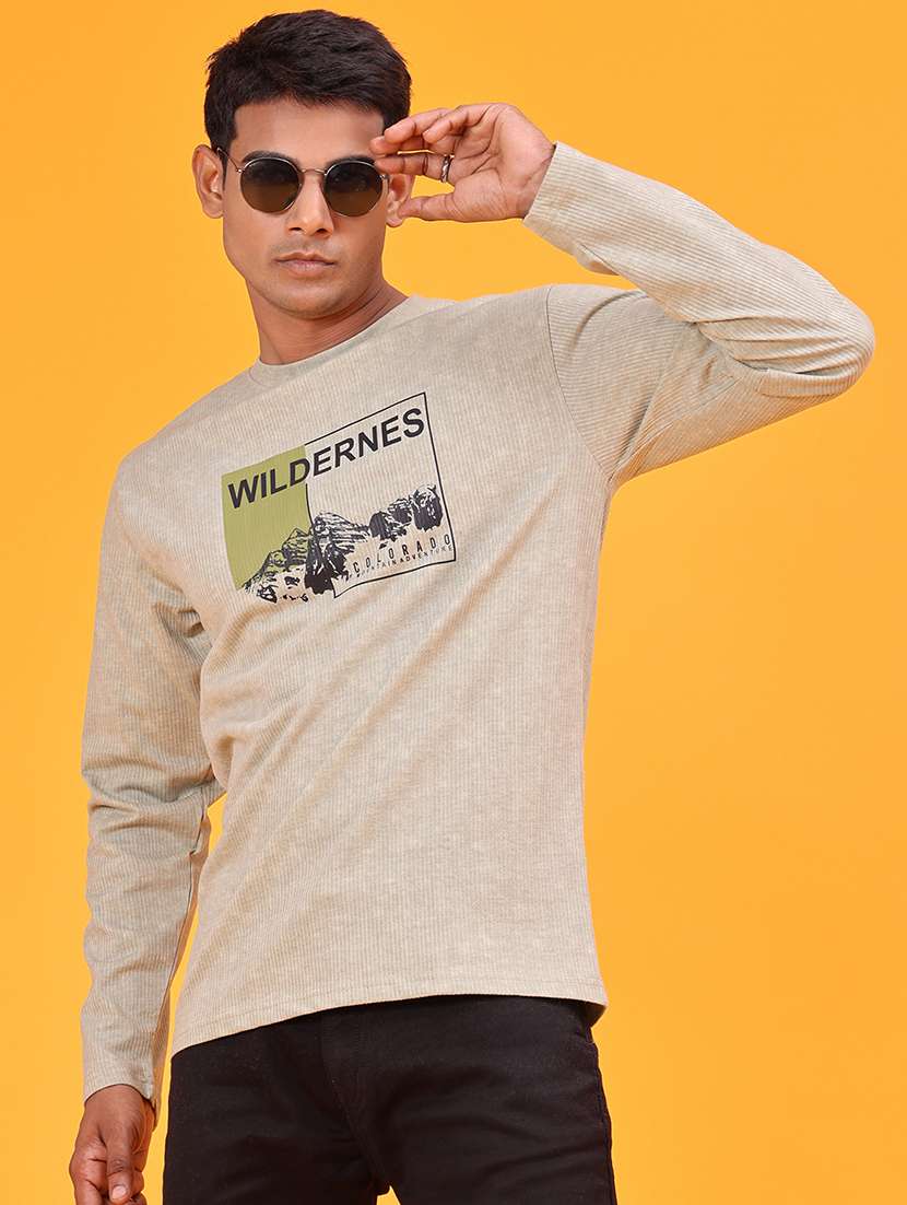men printed long sleeve slim fit t-shirt