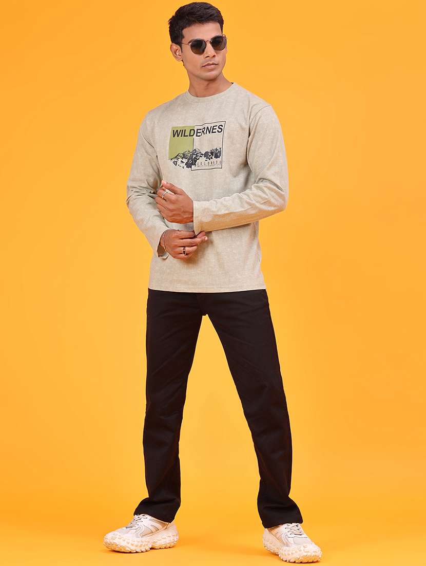 Men Printed Long Sleeve Slim Fit T-shirt - 22609038 -  Standard Image - 5
