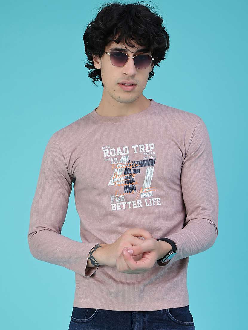 men printed long sleeve slim fit t-shirt
