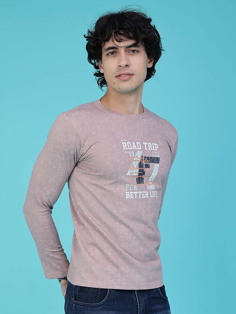 Men Printed Long Sleeve Slim Fit T-shirt - 22609042 -  Standard Image - 3