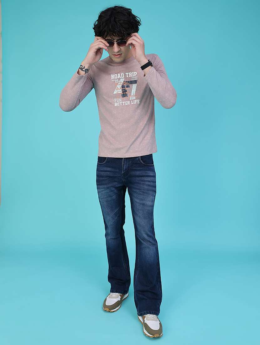 Men Printed Long Sleeve Slim Fit T-shirt - 22609042 -  Standard Image - 5