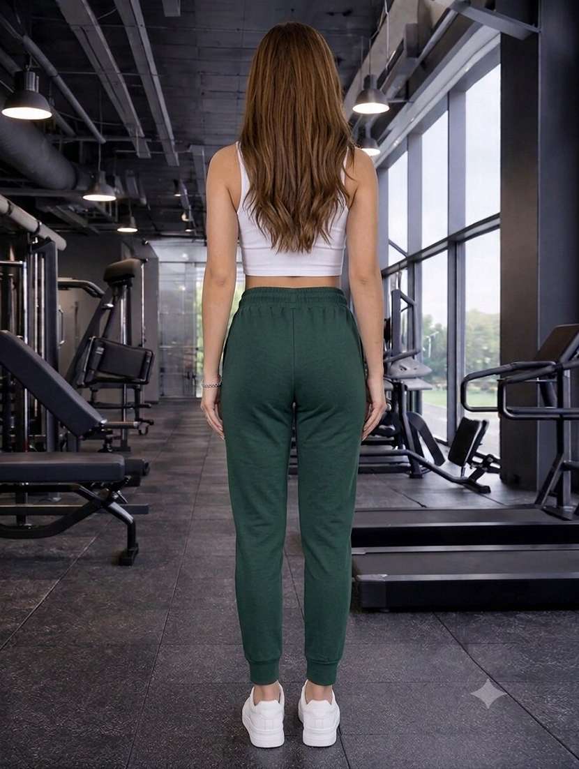 women solid high rise regular fit jogger - 22609132 -  Standard Image - 3
