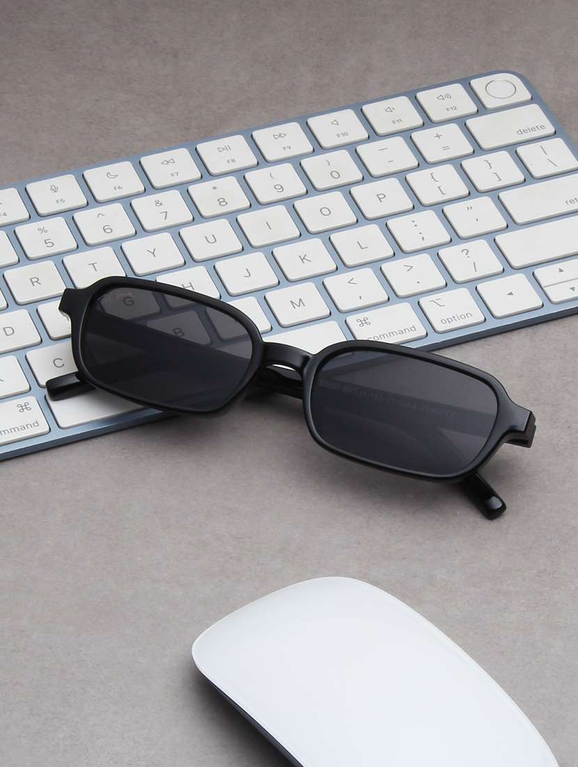 black rectangle polycarbonate sunglasses with full rim