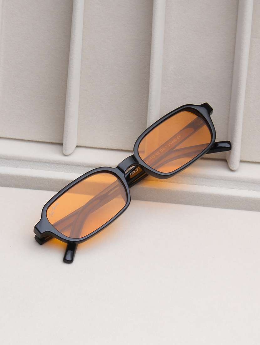 yellow rectangle full rim polycarbonate uv protected eyeglasses