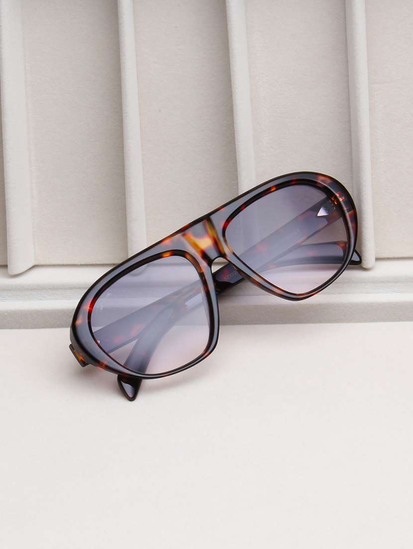 ted smith aviator full rim polycarbonate sunglasses brown