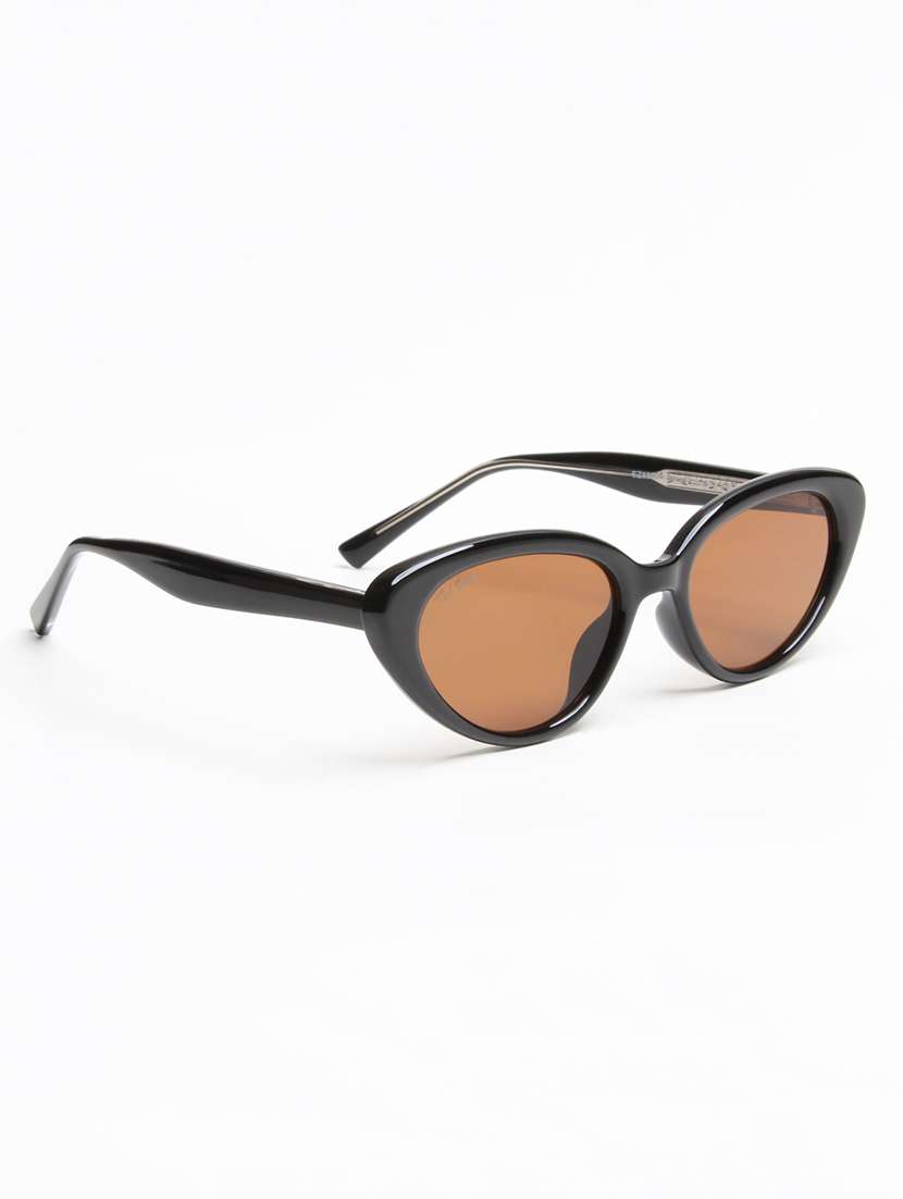 black full rim cat eye sunglasses with brown lenses - 22609435 -  Standard Image - 3