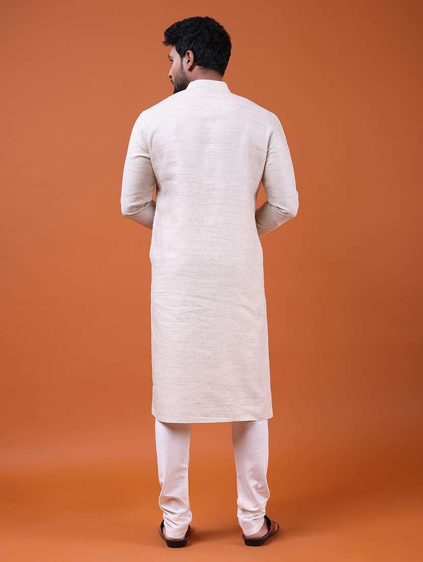 men self design mandarin neck long kurta  - 22609489 -  Standard Image - 3