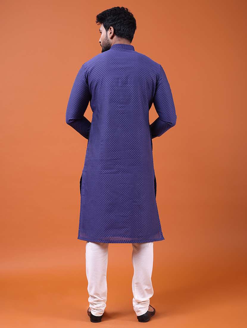 men self design mandarin neck long kurta - 22609499 -  Standard Image - 3
