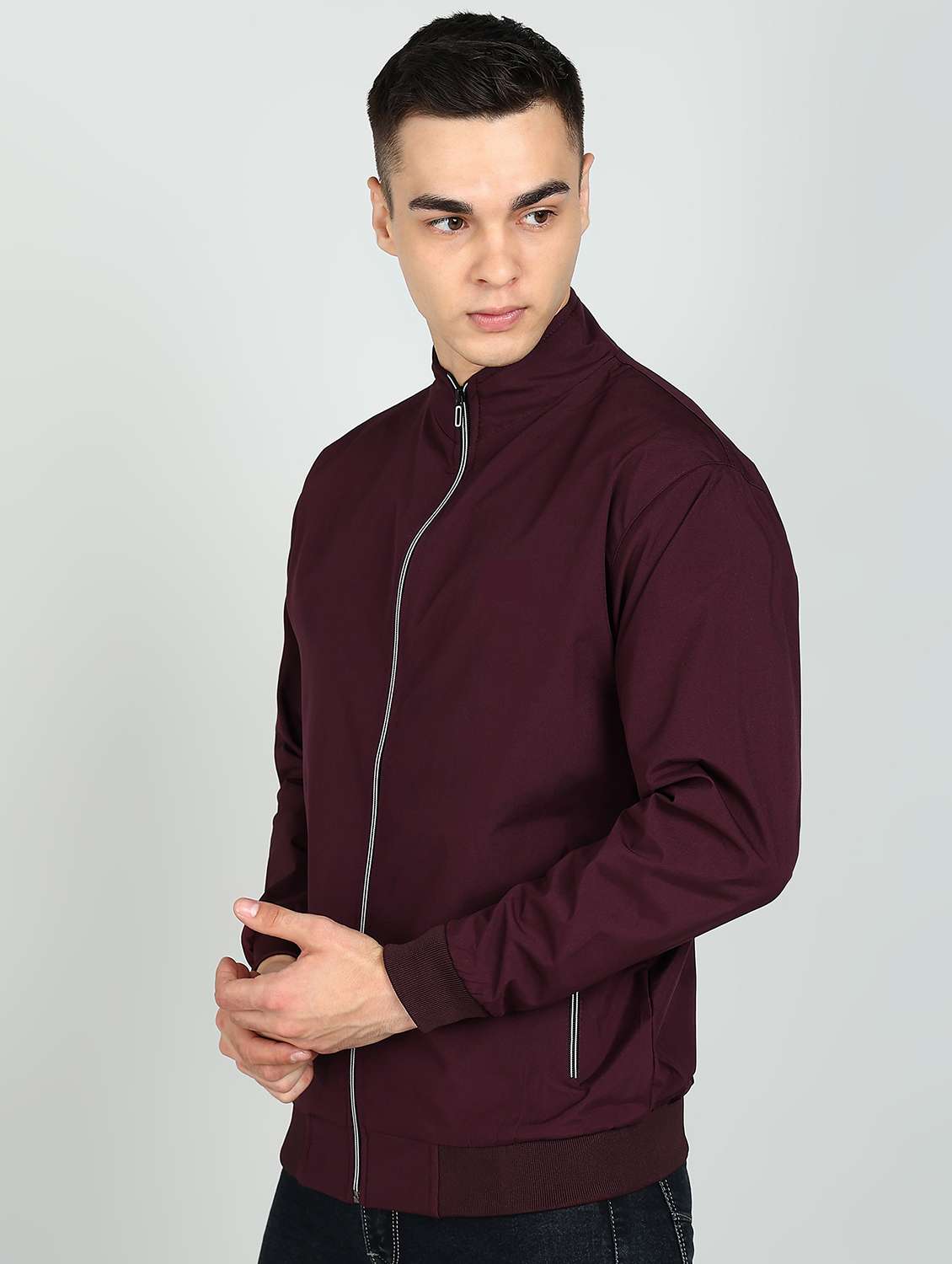 men solid long sleeves regular fit bomber jacket - 22609564 -  Standard Image - 3