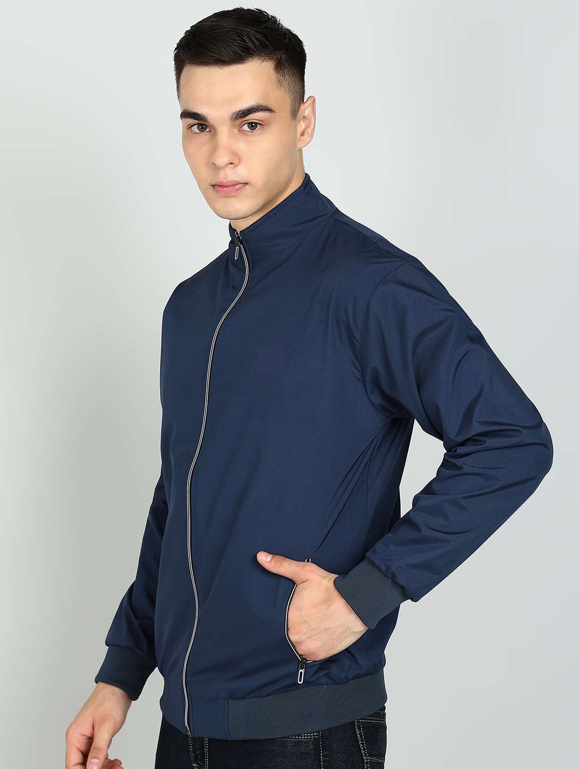 Men Solid Long Sleeves Bomber Jacket - 22609567 -  Standard Image - 3