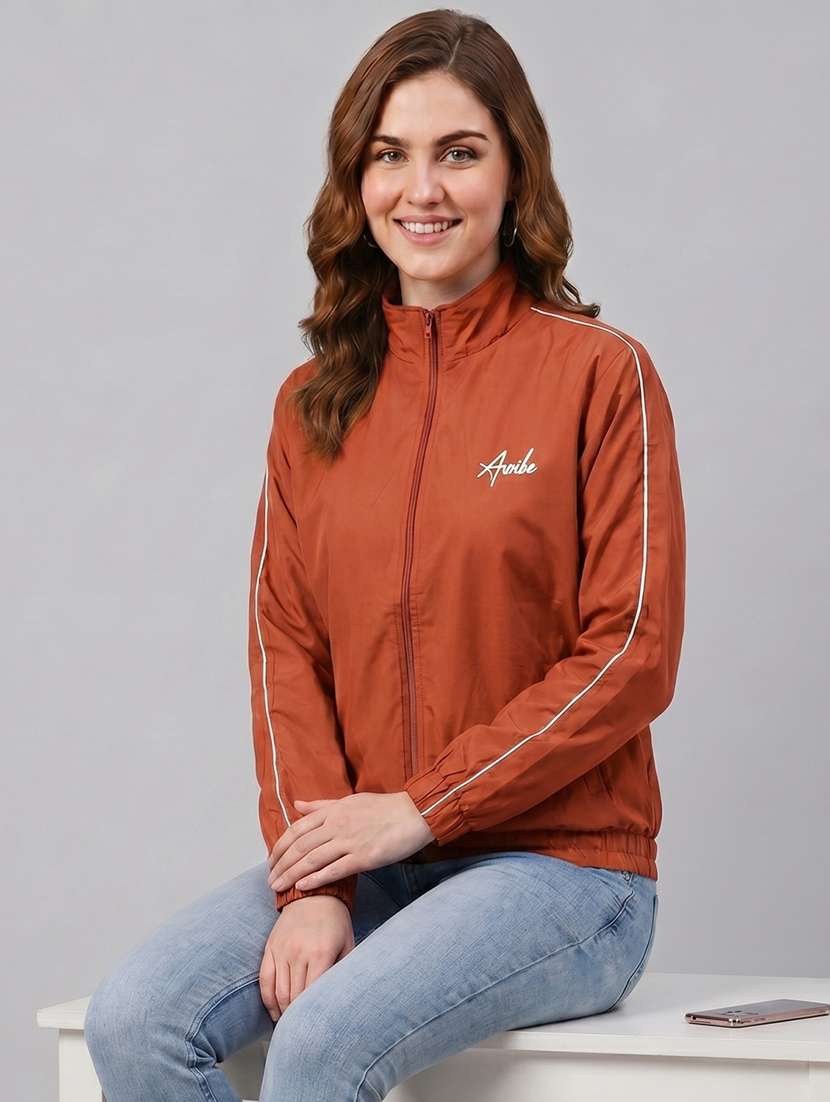 women tapered long sleeves windcheater jacket