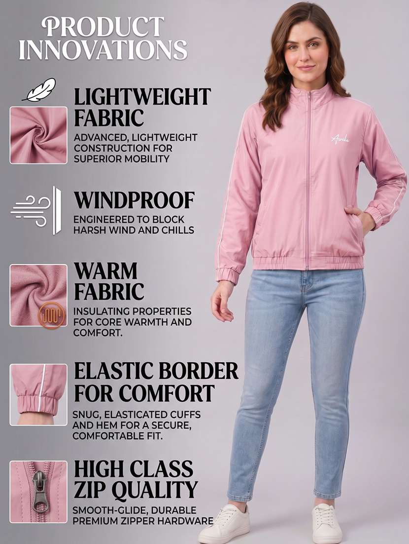women tapered long sleeves windcheater jacket - 22609573 -  Standard Image - 3