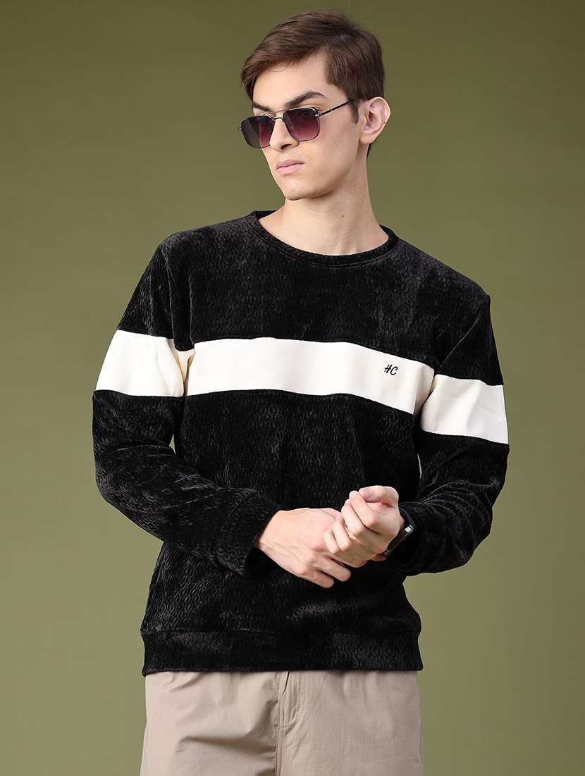 men color block long sleeve regular fit pullover