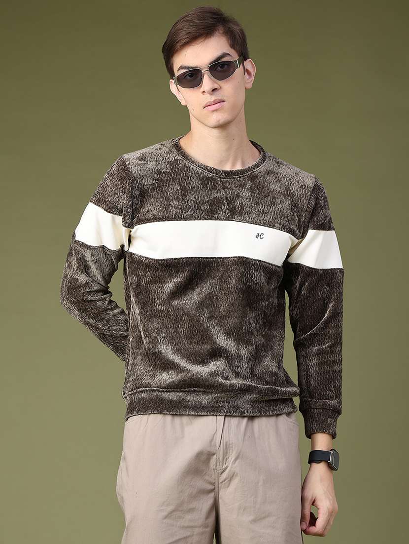 men color block long sleeve regular fit pullover