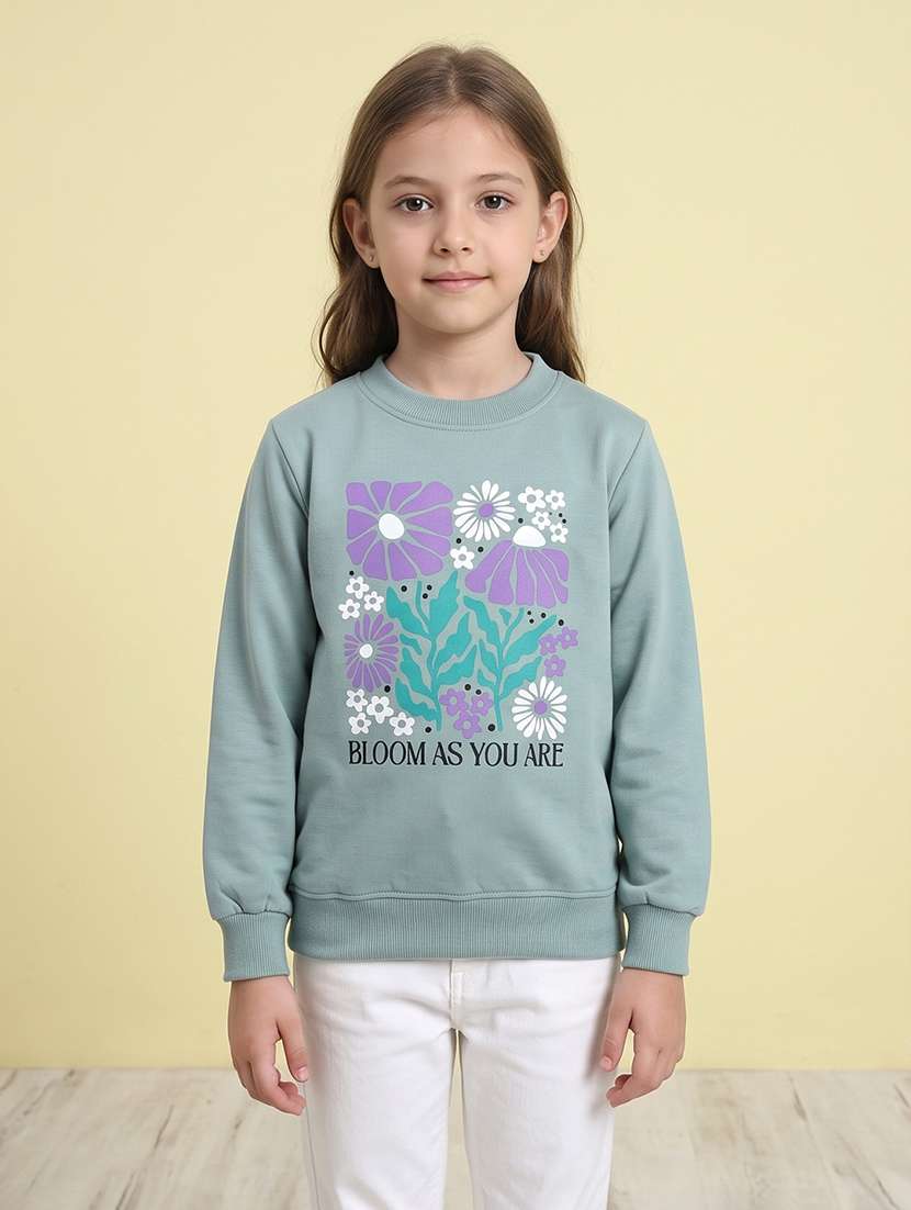 girls printed long sleeves regular fit sweatshirt