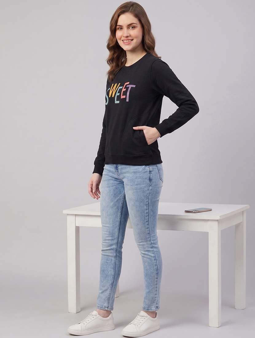 women typographic long sleeves regular fit sweatshirt - 22610064 -  Standard Image - 3