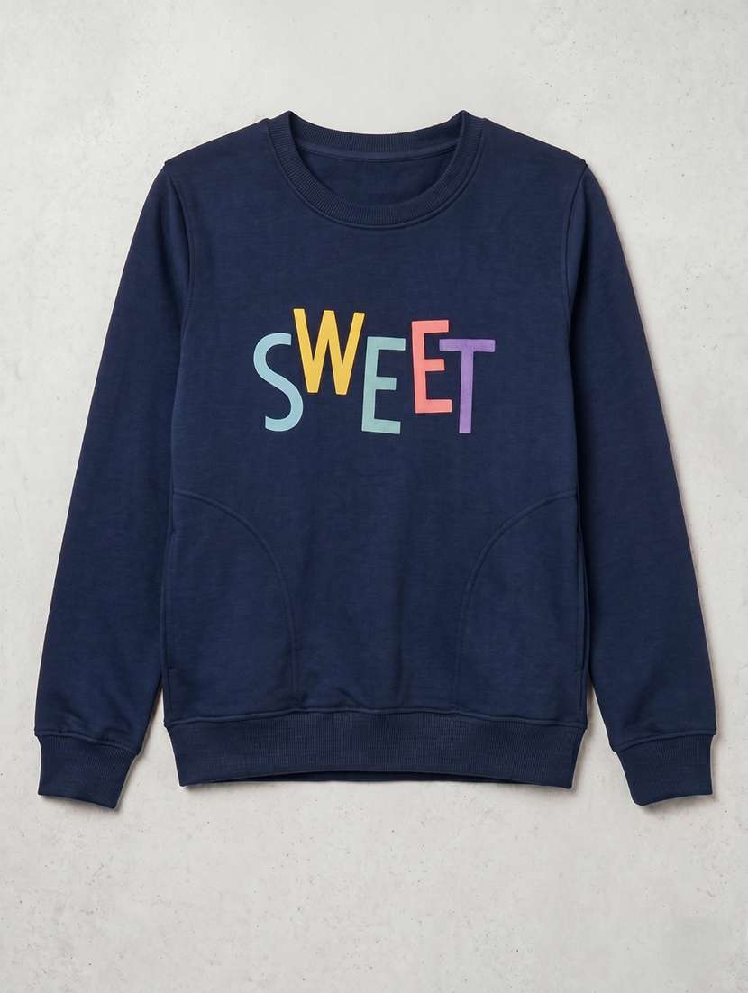 Women Typographic Long Sleeves Regular Fit Sweatshirt - 22610066 -  Standard Image - 5