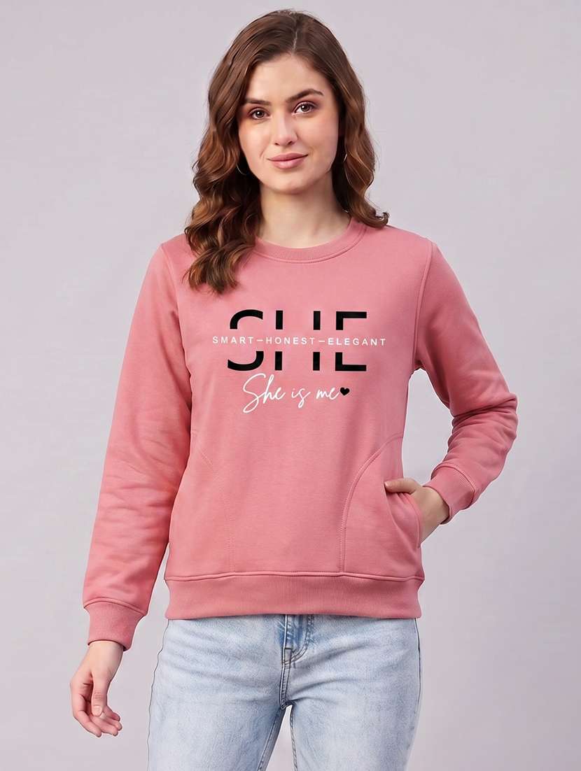 women printed long sleeves regular fit sweatshirt