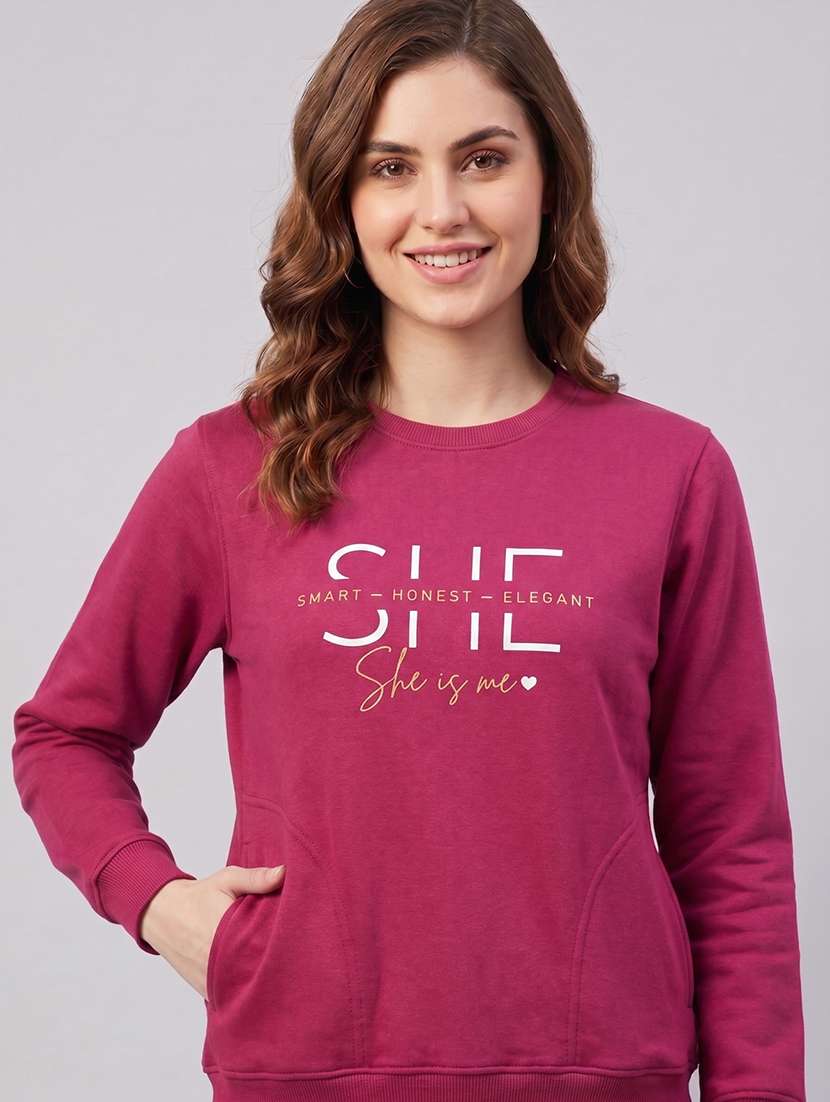 women printedl ong sleeves regular fit sweatshirt