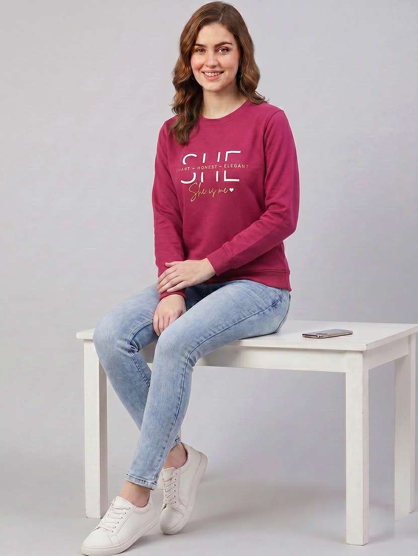 women printedl ong sleeves regular fit sweatshirt - 22610069 -  Standard Image - 3