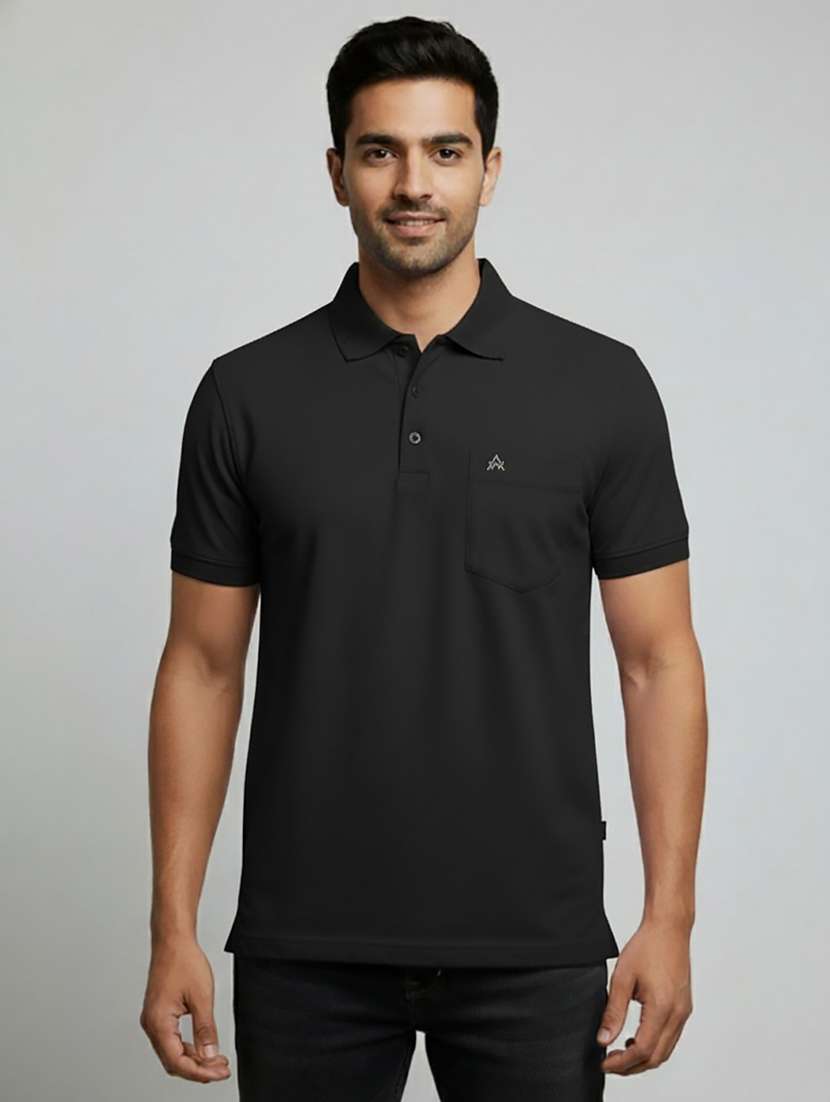 men solid short sleeves polo t-shirt