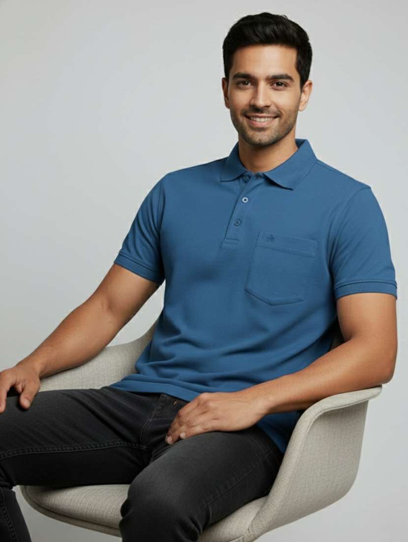 men solid short sleeves polo t-shirt