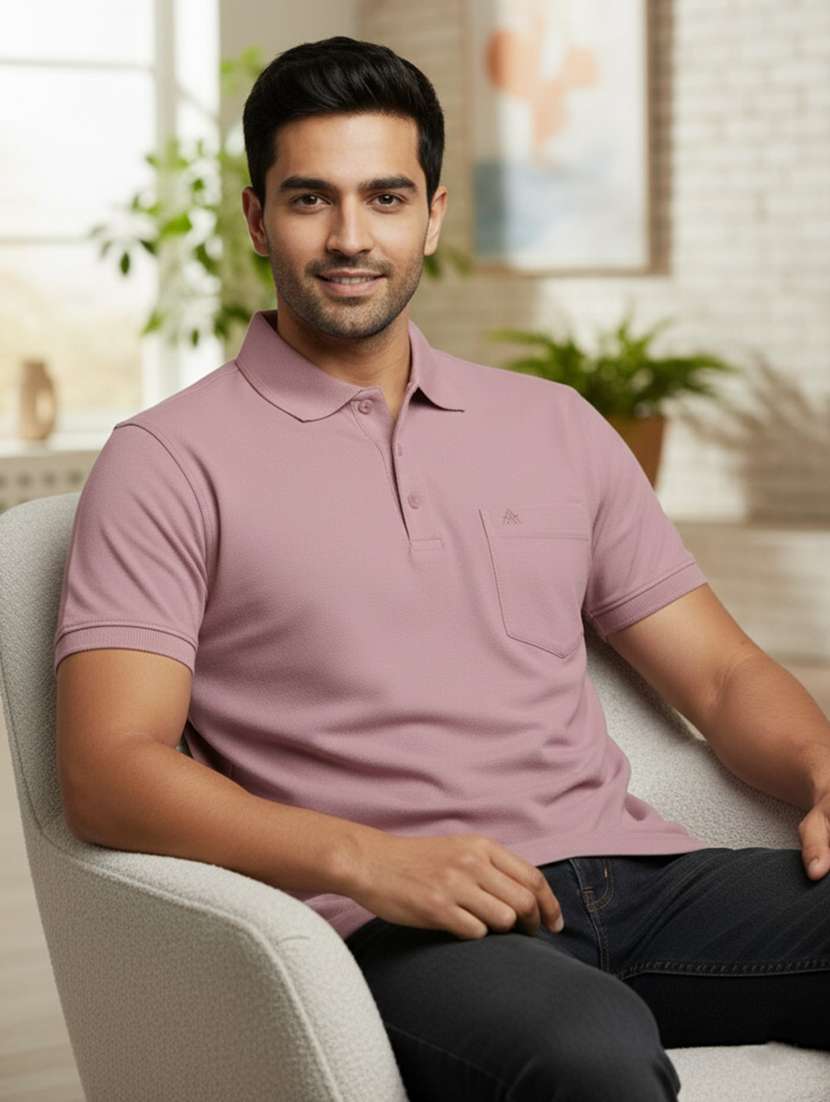 men solid short sleeves polo t-shirt